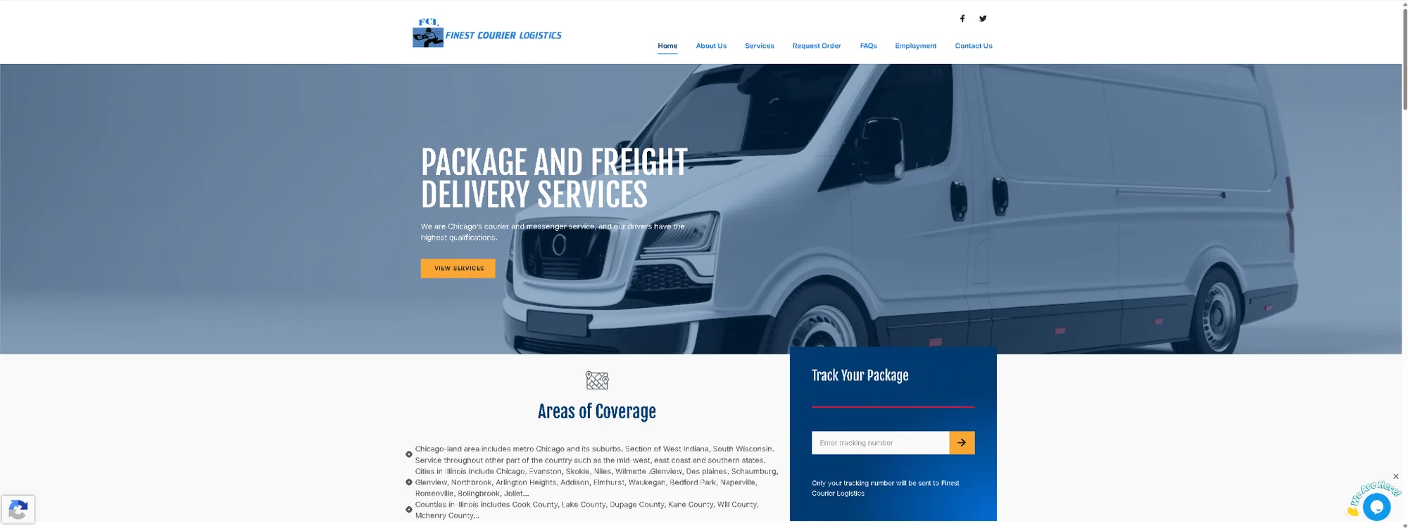 Finest Courier Logistics website homepage