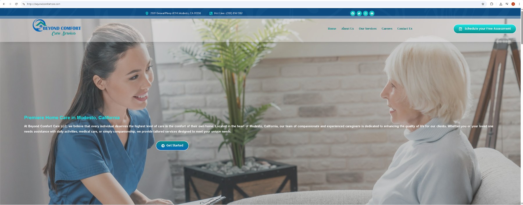Beyond Comfort Care Services website homepage