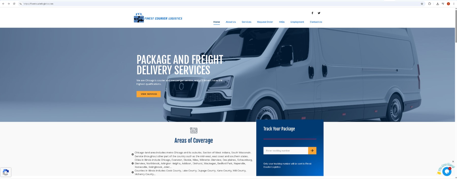 Finest Courier Logistics website homepage